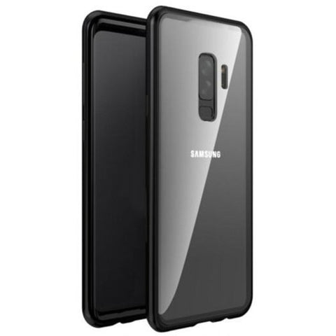 Magnetic Adsorption Tempered Glass Metal Case For Samsung Galaxy S9 Plus Black