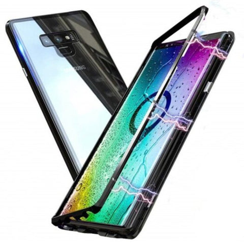 Magnetic Adsorption Tempered Glass Metal Case For Samsung Note 9 Black