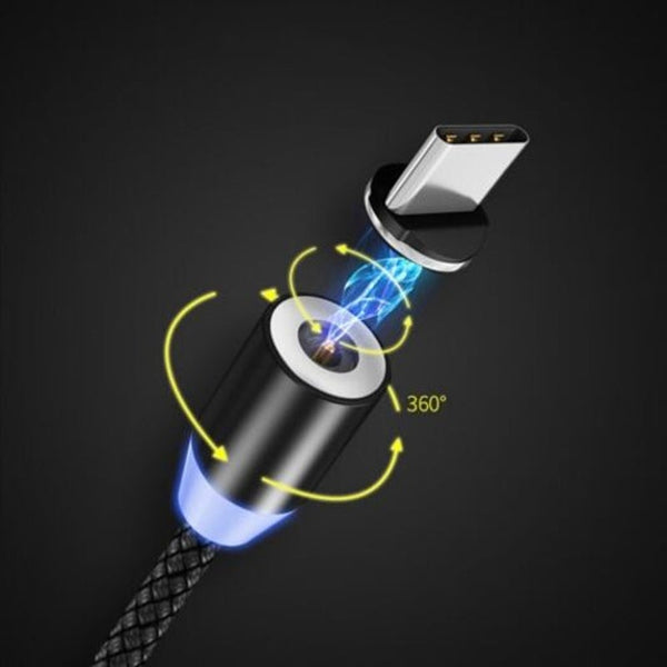 Magnetic Suction Data Cable Type Phone Quick Charge Jet Black Cables & Adapters