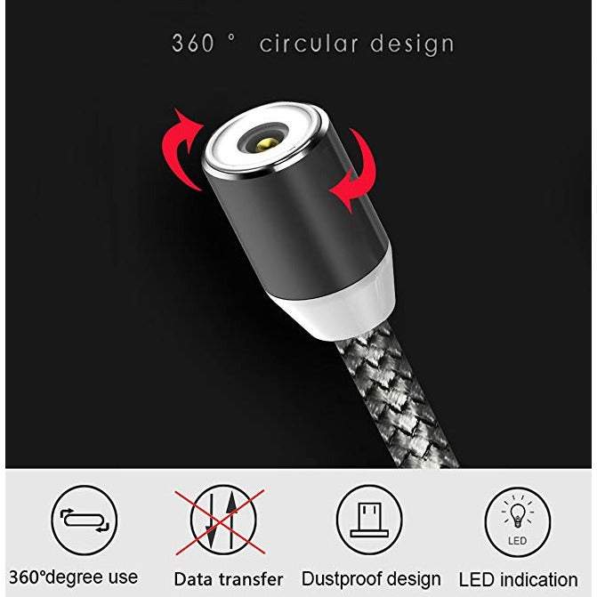 Mobile Phone Magnetic Wire 360 Blind Suction Round Data Cable 6.6Ft Charging In 1