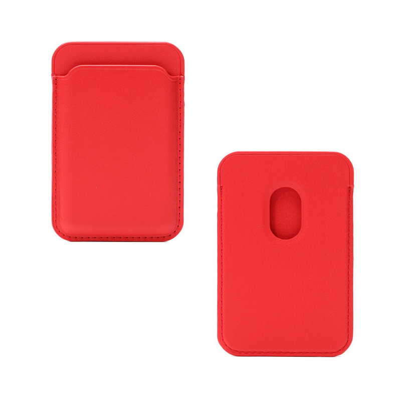 Magnetic Leather Card Holder Compact Slim Design Secure Solid Colour Wallets