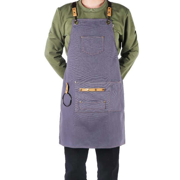 Brown Sturdy Canvas Kitchen Apron With Large Pockets Design For Chefs Aprons