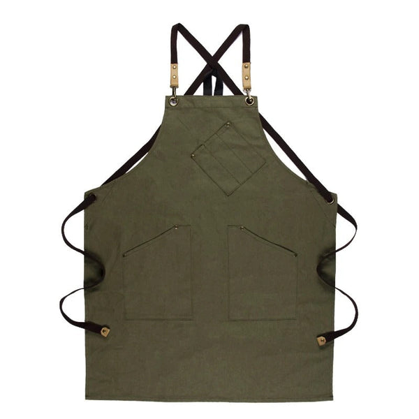 Kitchen Apron Green Light Soft Canvas With Double Side Pockets For Chefs Aprons