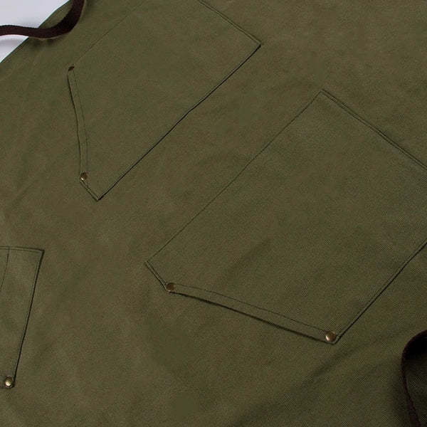 Kitchen Apron Green Light Soft Canvas With Double Side Pockets For Chefs Aprons