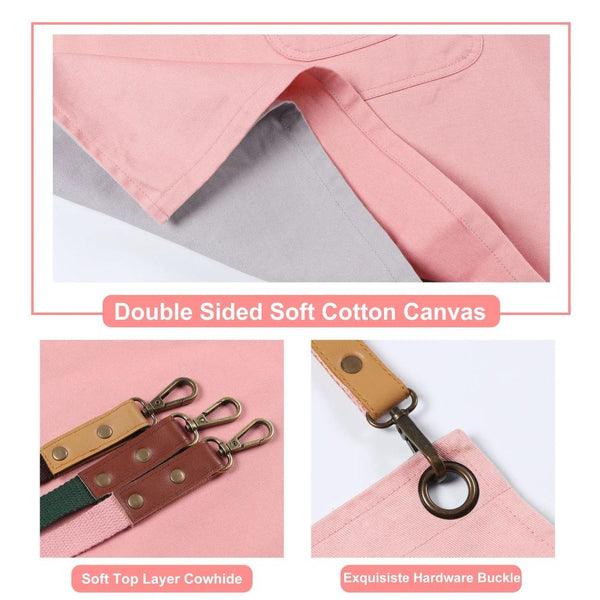 Kitchen Apron Pink Grey Solid Cooking For Men Women Chef Waiter Aprons