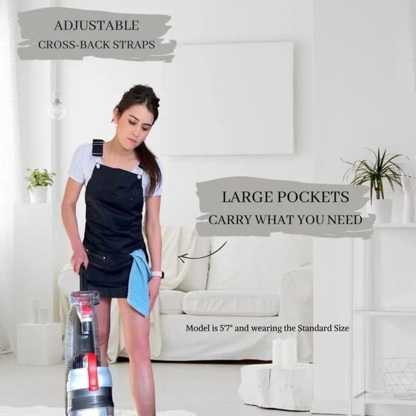 Work Apron Black Collection Cross Back With Large Pockets Straps For Professionals Aprons