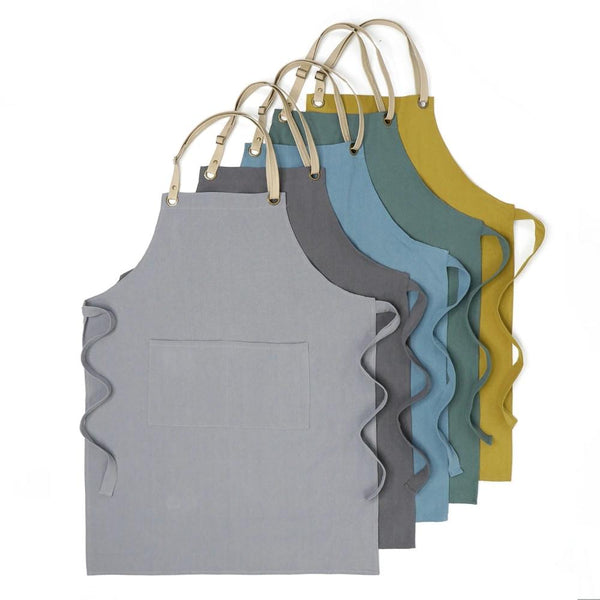 Kitchen Apron Mint Cotton Linen Neckband For Garden Cooking Aprons