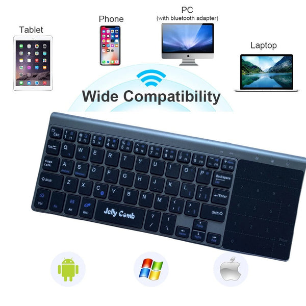 Bluetooth Keyboard Black Wireless Touchpad Number Keys For Computers Tablets Keyboards & Keypads
