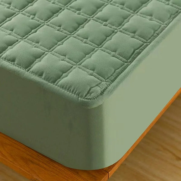 Mattress Cover Green Waterproof Quilted Fitted Bed Sheet 100Cm X 200Cm Sheets