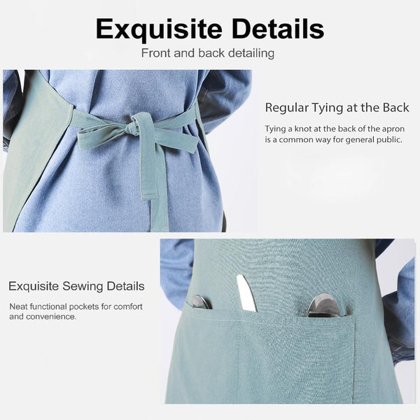 Kitchen Apron Olive Drab Cotton Linen Neckband For Garden Aprons