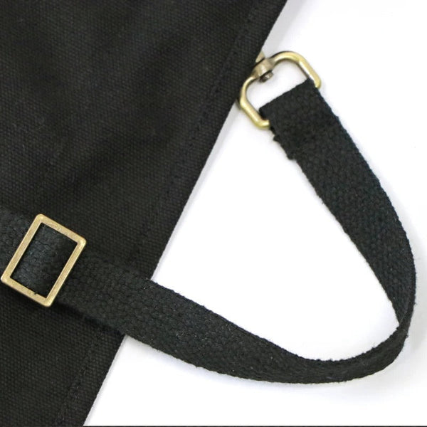 Black Half Length Long Waist Apron With Pockets For Kitchen Dining Bar Use Aprons