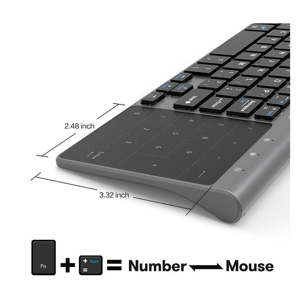 Bluetooth Keyboard Black Wireless Touchpad Number Keys For Computers Tablets Keyboards & Keypads