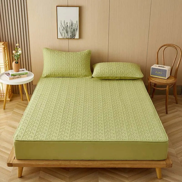 Mattress Cover Green 100Cm X 200Cm Pure Cotton Soft Quilted Bed Protector Mattress Toppers & Protectors