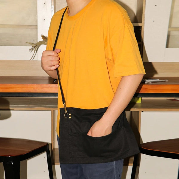 Kitchen Apron Black Light Tie Dye Half Length Long Waist With Pockets Accessories Aprons