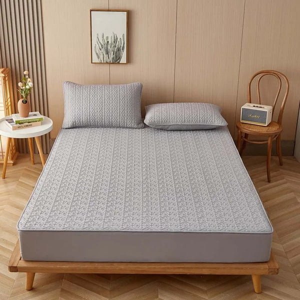 Mattress Cover Gray 100 Centimetre X 200 Pure Cotton Quilted Protector Mattress Toppers & Protectors
