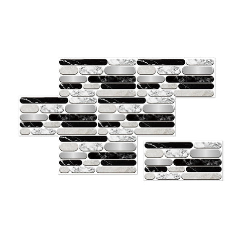 Wallpaper Black White Gray Twelve Pieces Waterproof Self Adhesive Removable Tile Wall Stickers