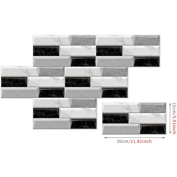 Wallpaper Black Light Gray 24 Pieces Waterproof Self Adhesive Removable Tile Sticker Wall Stickers