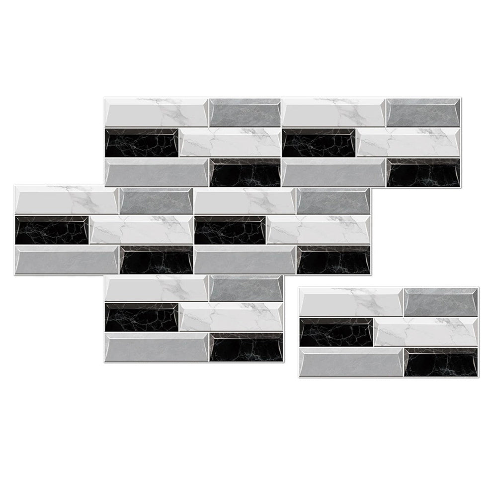 Wallpaper Black Light Gray 12 Pieces Waterproof Self Adhesive Removable Tile Sticker Wall Stickers