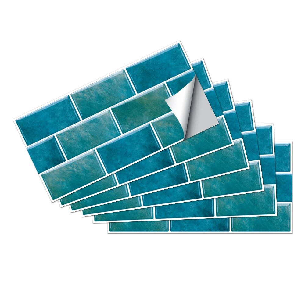 Teal Blue Waterproof Self Adhesive Removable 3D Diy Modern Marble Tile Wall Sticker Wall Stickers