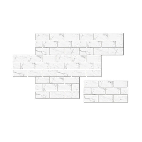 Wallpaper White 18 Pieces Waterproof Self Adhesive Removable 3D Marble Tile Sticker Wall Stickers