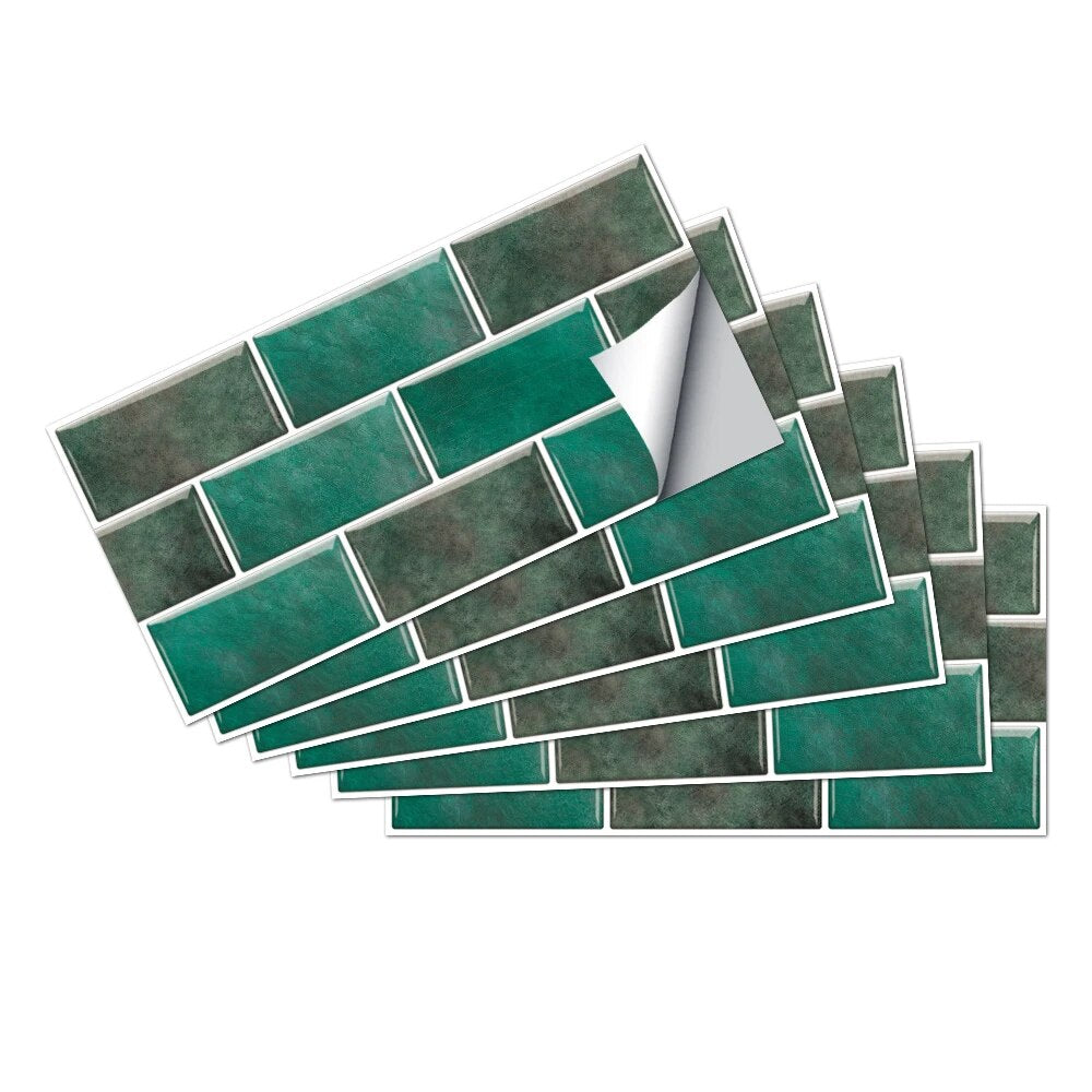 Wallpaper Green 18 Pieces Waterproof Self Adhesive Removable 3D Marble Tile Sticker Wall Stickers