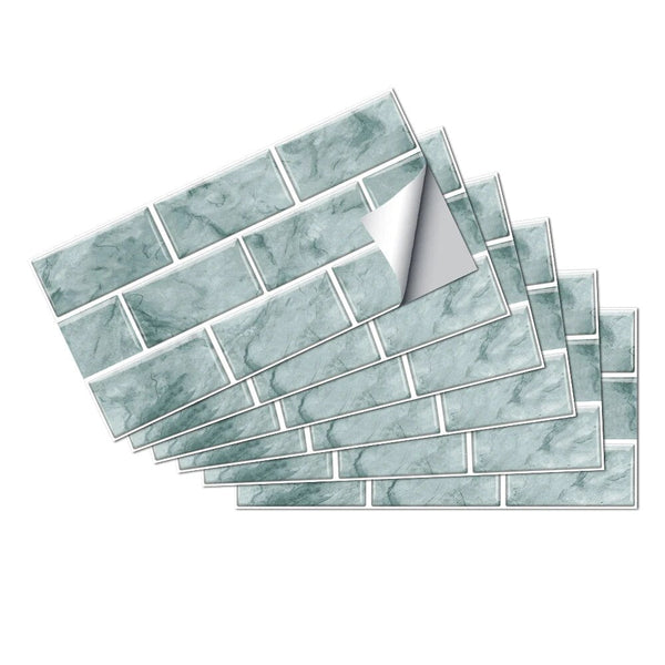Light Green Wallpaper Stickers 12 Pcs Waterproof Self Adhesive Marble Tile Decor Wall Stickers