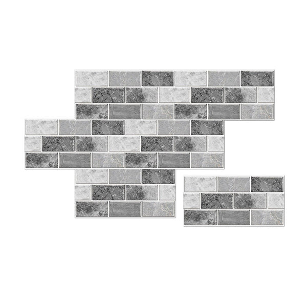 Dark Gray Waterproof Self Adhesive Removable Wallpaper 18 Pcs Modern Marble Tile Wall Stickers