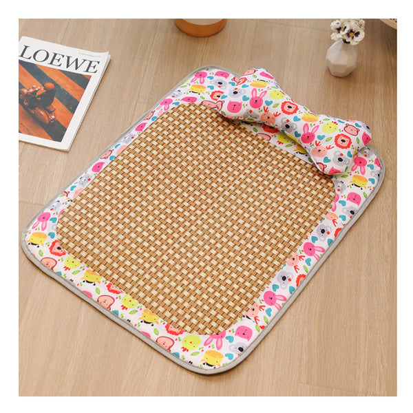 Size S Style 1 Pink And Brown Pet Cooling Mat For Dogs And Cats Summer Breathable Woven Rattan Bed With Sponge Cushion Durable And Chew Resistant Dog
