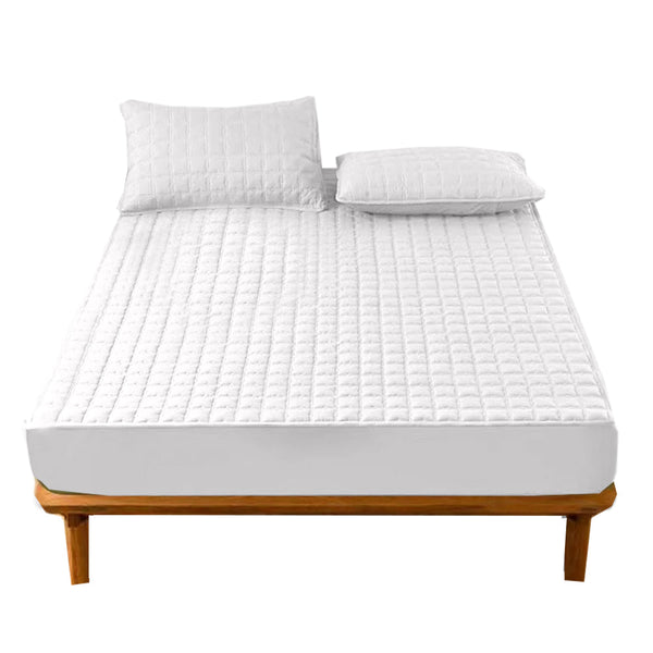 Mattress Cover White Waterproof Quilted Fitted Bed Sheet Sheets