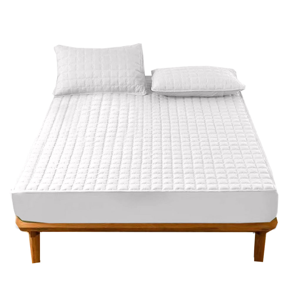 Mattress Cover White Waterproof Quilted Fitted Bed Sheet Sheets