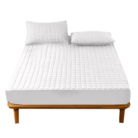 Mattress Cover White Waterproof Quilted Fitted Bed Sheet Sheets