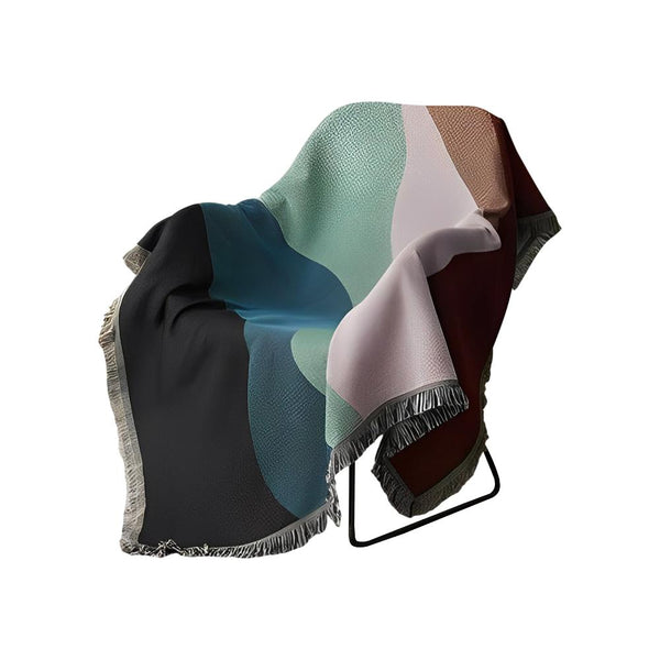 Throw Blanket Faux Cashmere Sofa Cover Abstract Rainbow Wave Pattern 180X230cm Throws & Afghans