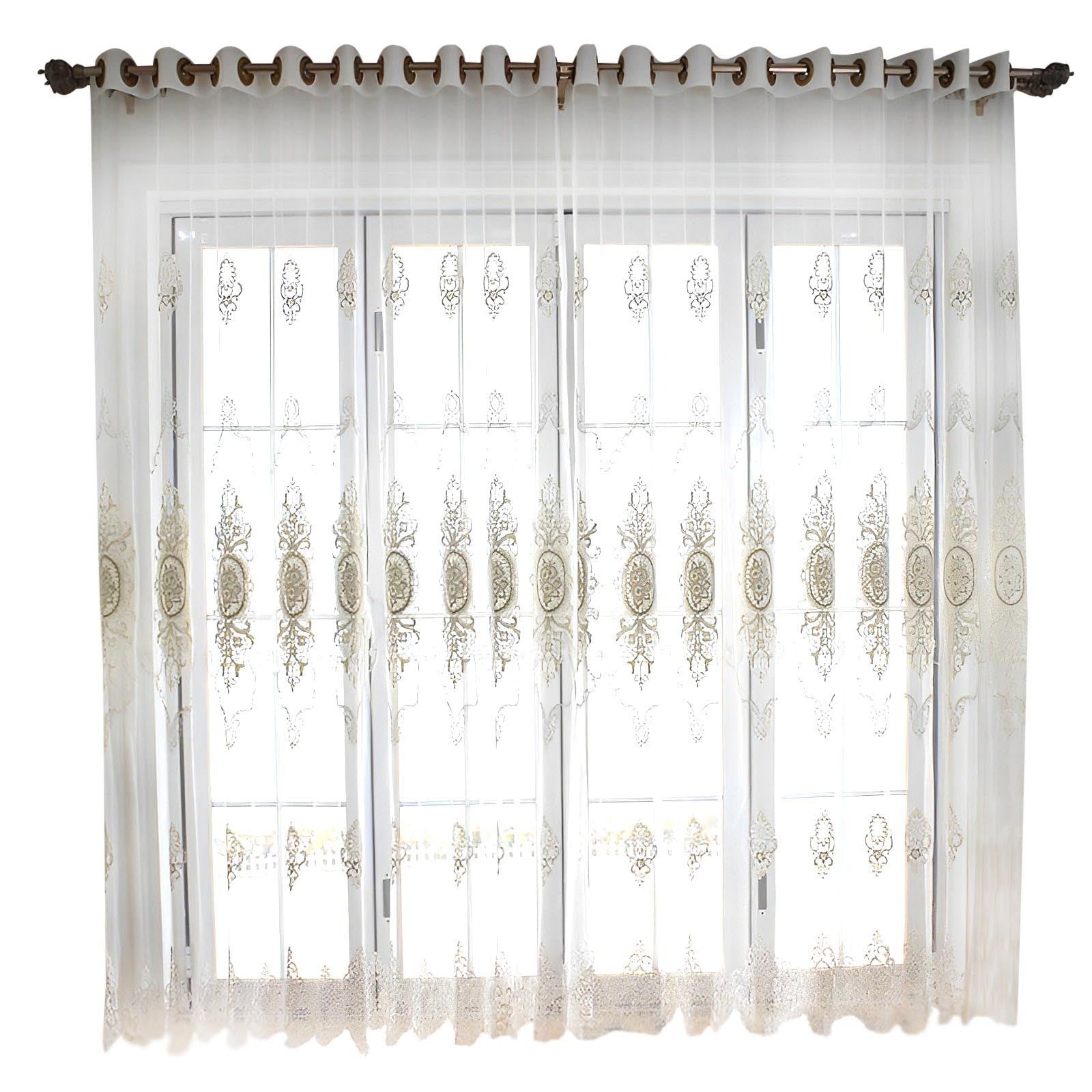 100Cm White Flower Sheer Curtain For Living Room Bedroom Decor Curtains Curtains & Drapes