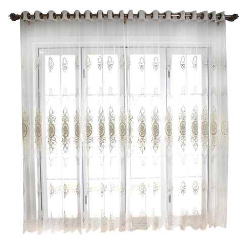 500 Centimetre White Flower Indoor Decorative Sheer Curtain For Curtains & Drapes
