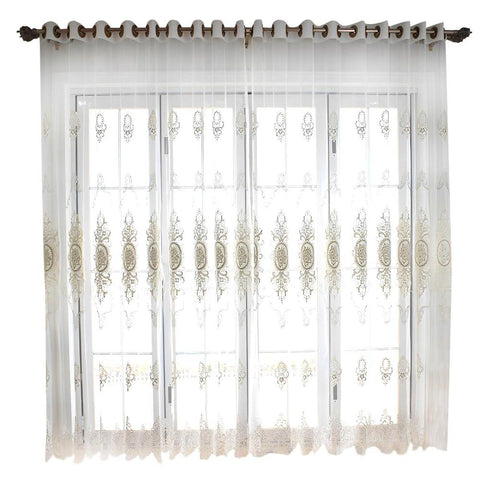 250 Centimetre White Flower Indoor Decorative Sheer Curtain For Curtains & Drapes