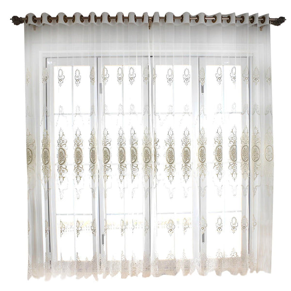 400 Centimetre White Style Flower Indoor Decorative Sheer Curtain Curtains & Drapes