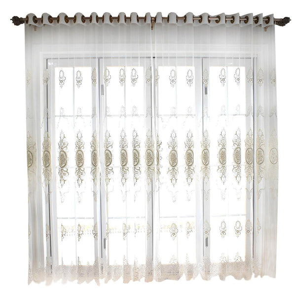 300Cm White Style Flower Indoor Decorative Curtain For Living Room Bedroom Curtains & Drapes