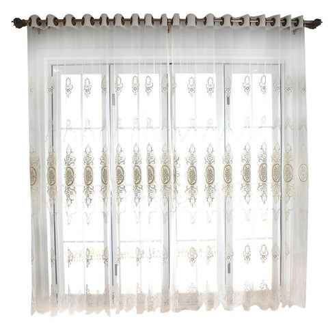 200Cm White Flower Indoor Decorative Sheer Curtain For Living Room Bedroom Curtains & Drapes