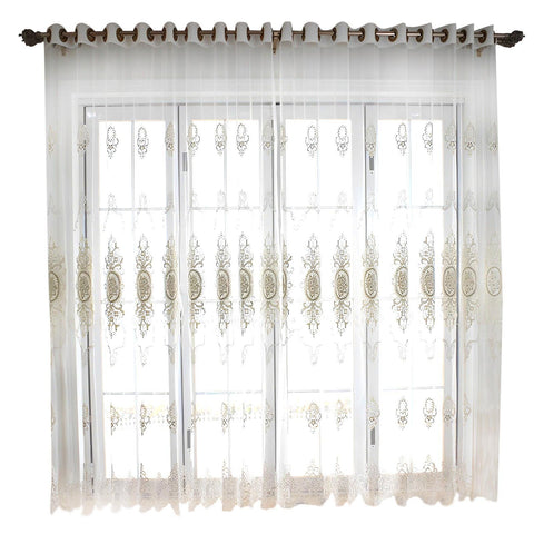100Cm White Flower Sheer Curtain For Living Room Bedroom Decor Curtains Curtains & Drapes