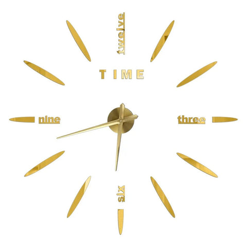Gold Design 47 Inch Diy Mirror Wall Clock Acrylic Sticker Fashion Quartz Watch Wall Clocks