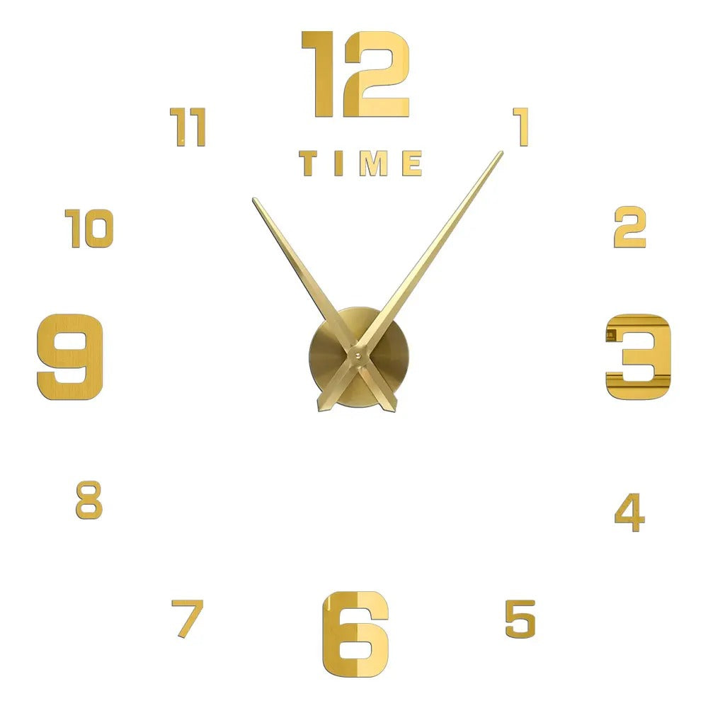 Wall Clock Gold Design 27 Inch 3D Diy Mirror Acrylic Sticker Quartz Wall Clocks