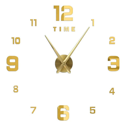 Wall Clock Gold Design 37 Inch 3D Diy Mirror Acrylic Sticker Quartz Watch Wall Clocks