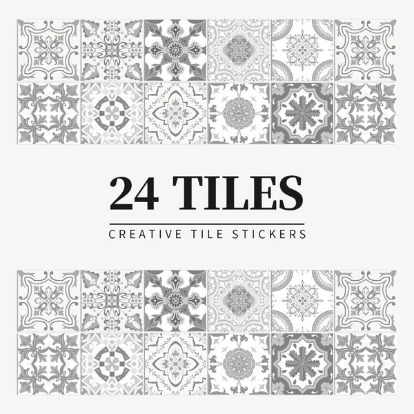 Wallpaper Gray 10 Centimetre X 24 Pieces Pvc Tile Stickers Decor Wallpaper Rolls & Sheets