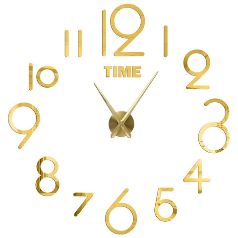 Wall Clock Gold Design 37 Inch 3D Diy Mirror Acrylic Sticker Quartz Watch Decoration Wall Clocks
