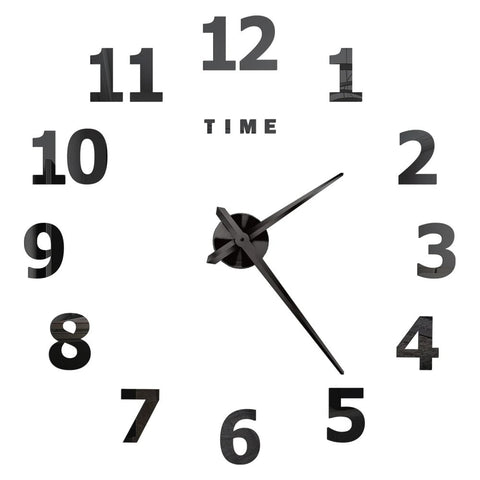 Wall Clock Black Design 27 Inch 3D Diy Mirror Acrylic Sticker Fashion Quartz Watch Wall Clocks