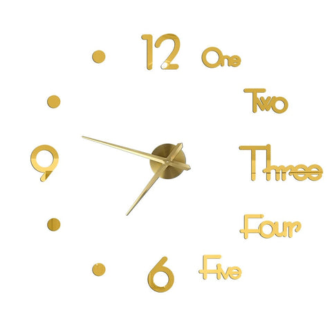 Wall Clock Gold Design 5 37 Inch 3D Diy Mirror Acrylic Sticker Wall Clocks