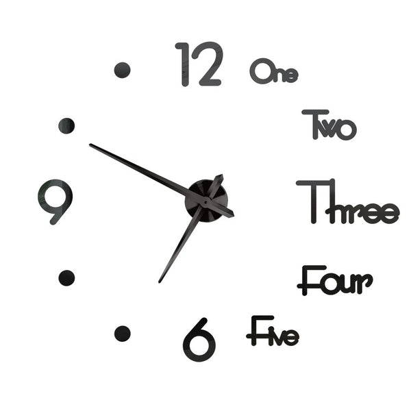 Wall Clock Black Design 5 37 Inch 3D Diy Mirror Acrylic Sticker Wall Clocks