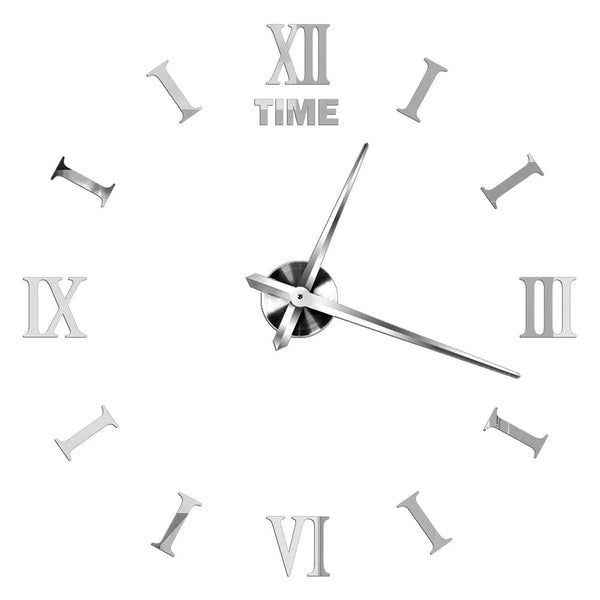 Wall Clock Silver Design 1 Thirty Seven Inch Three Dimensional Diy Mirror Acrylic Sticker Quartz Watch Decoration Wall Clocks