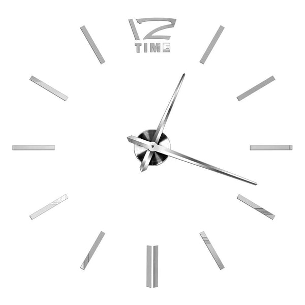 Wall Clock Silver Design 27 Inch 3D Diy Mirror Acrylic Sticker Quartz Home Decor Wall Clocks
