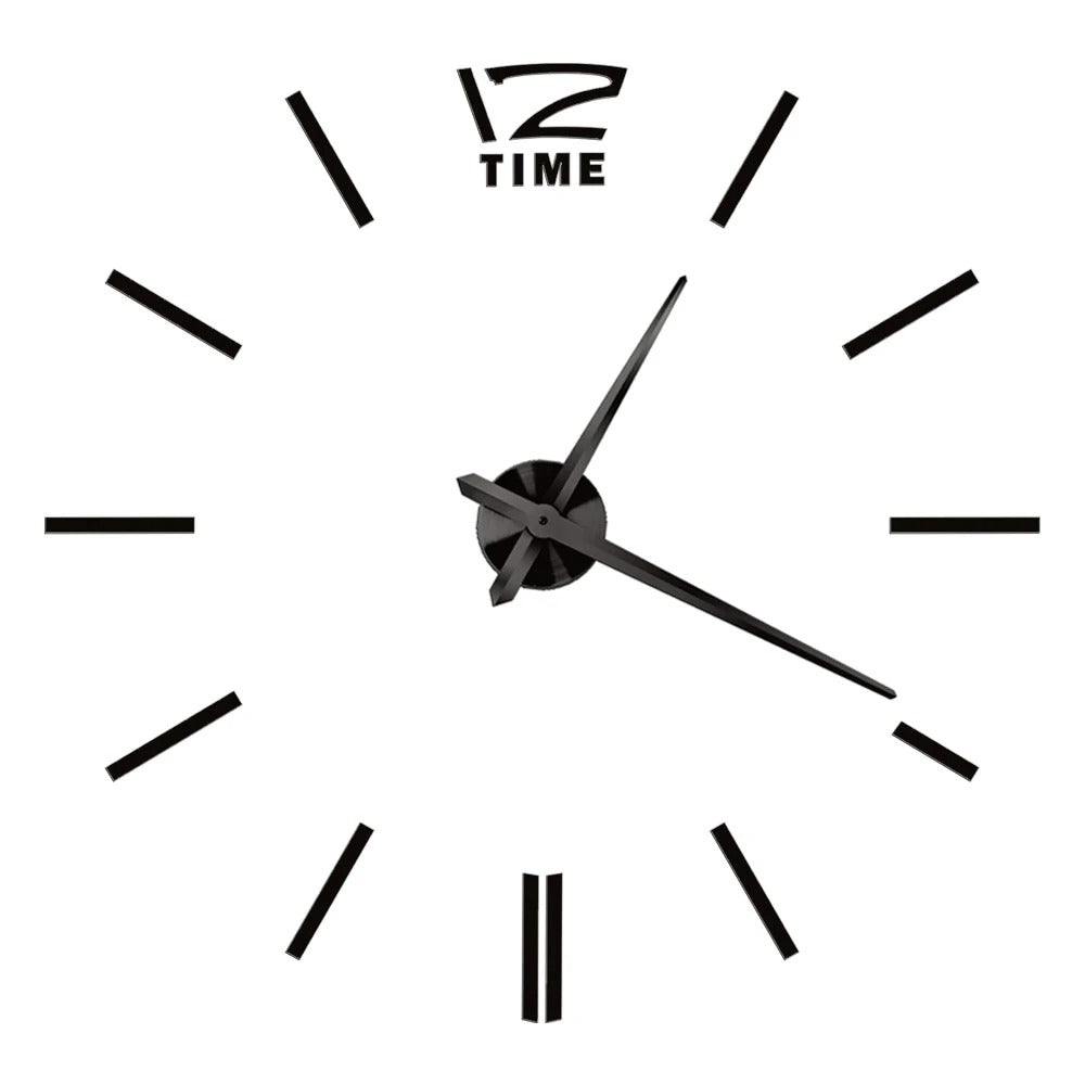 Wall Clock Black Design 27 Inch 3D Diy Mirror Acrylic Sticker Quartz Watch Wall Clocks